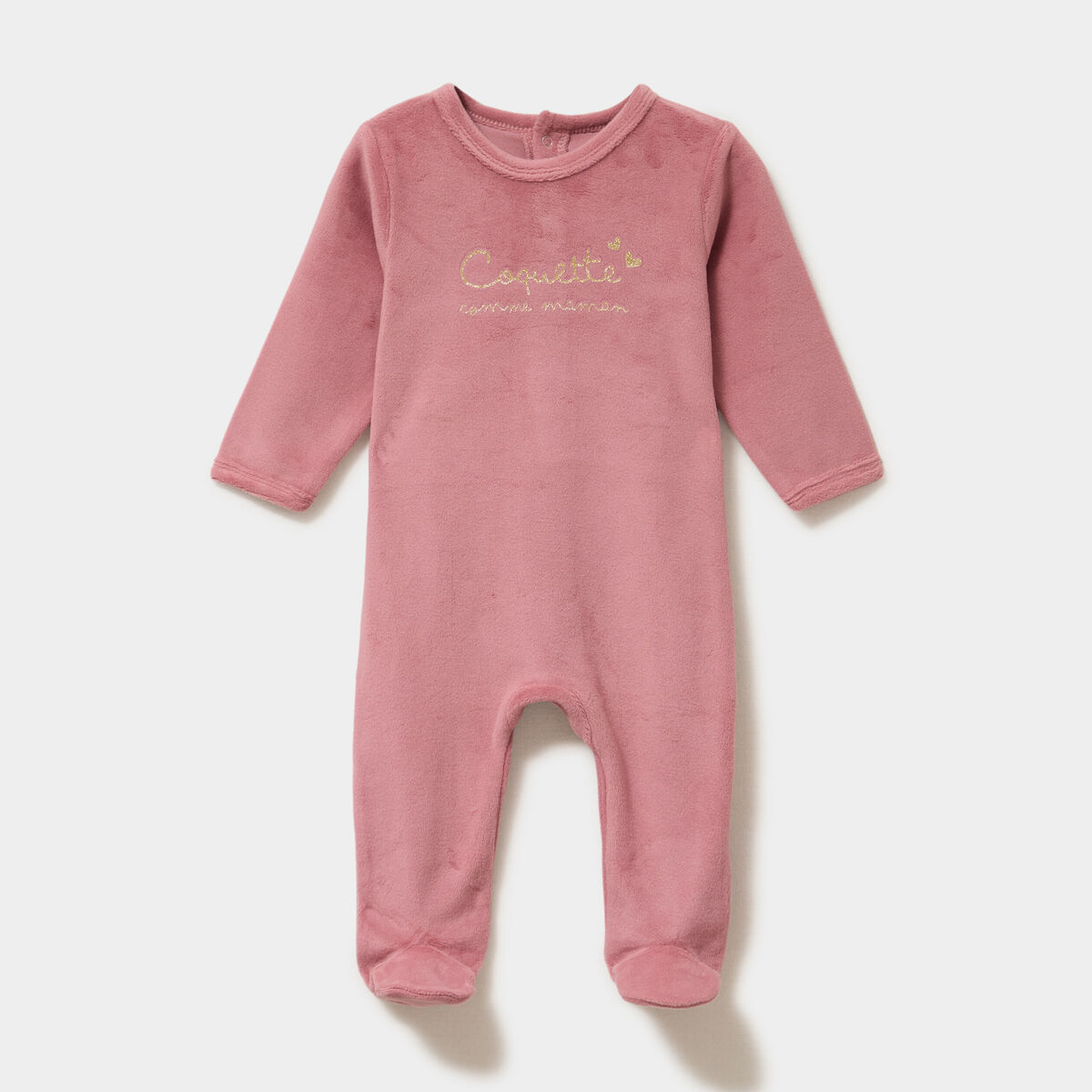Dors-bien effet velours manches longues rose champagne b&eacute;b&eacute;