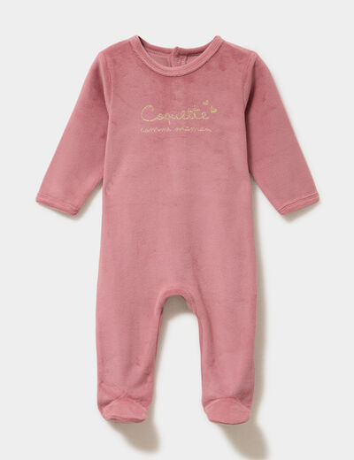 Dors-bien effet velours manches longues rose champagne b&eacute;b&eacute;