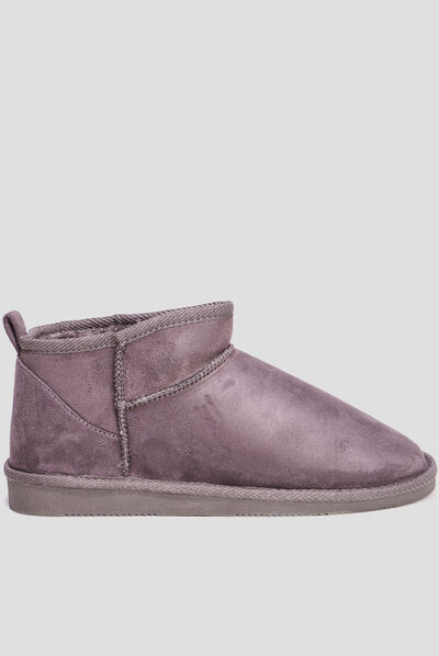 Bottines imitation fourrure gris femme