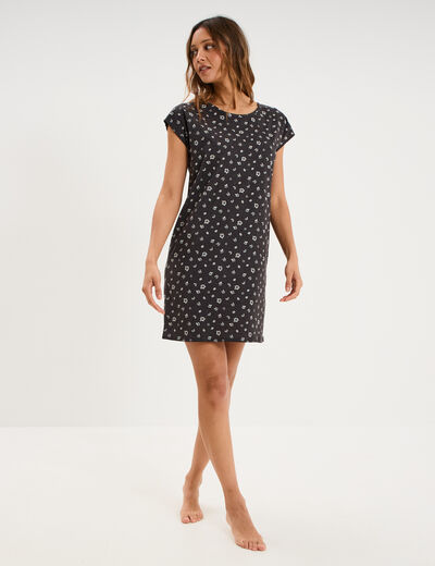 Chemise de nuit manches courtes gris anthracite femme