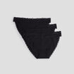 Lot 3 culottes en coton détail dentelle noir femme