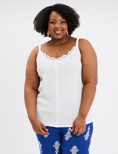 Débardeur détails dentelle blanc femme grande taille
