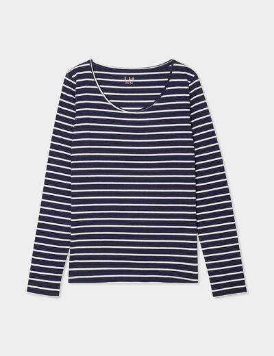 Haut marinière manches longues bleu marine femme