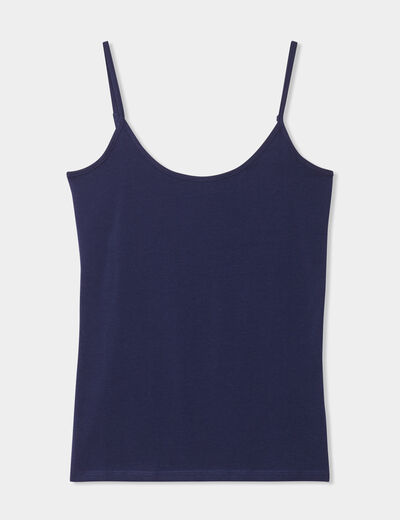 Débardeur bretelles réglables en coton bleu marine femme