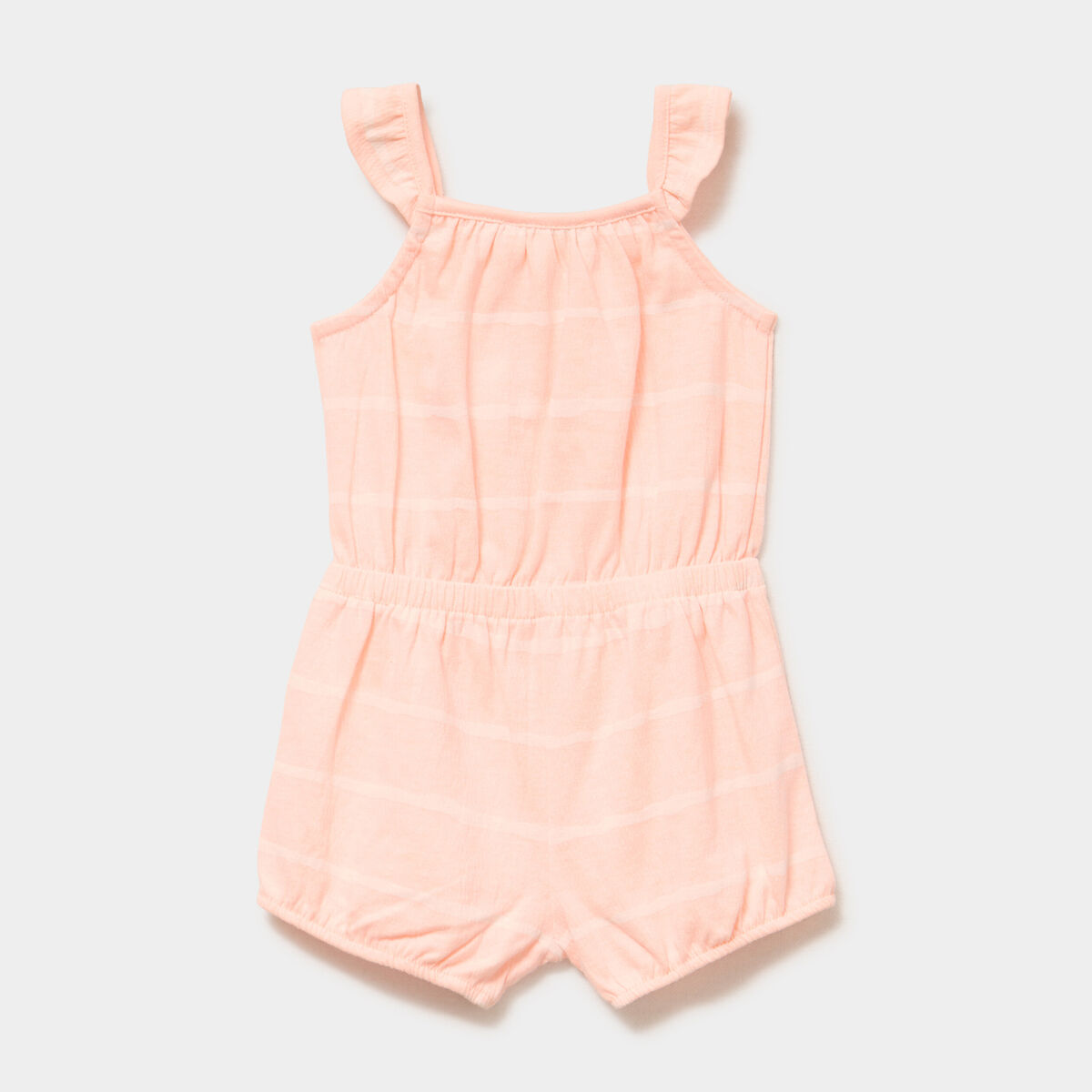 Combishort &agrave; bretelles et volants orange fluo b&eacute;b&eacute; fille