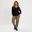 Pull fin col en V manches longues noir femme grande taille