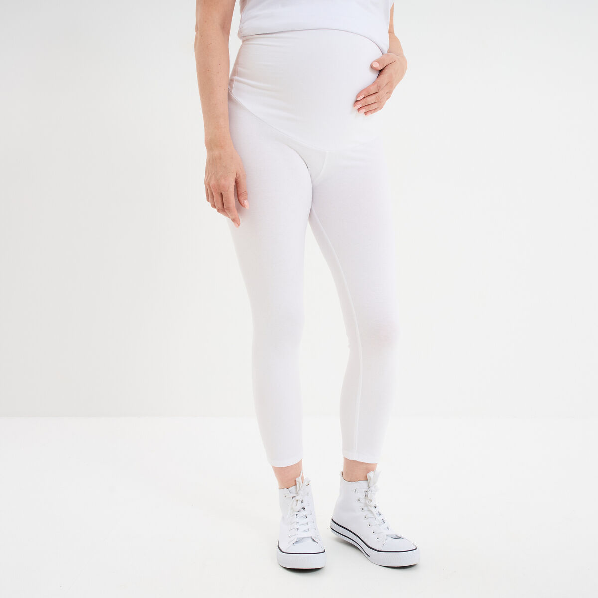 Legging 7/8ème grossesse blanc femme maternité