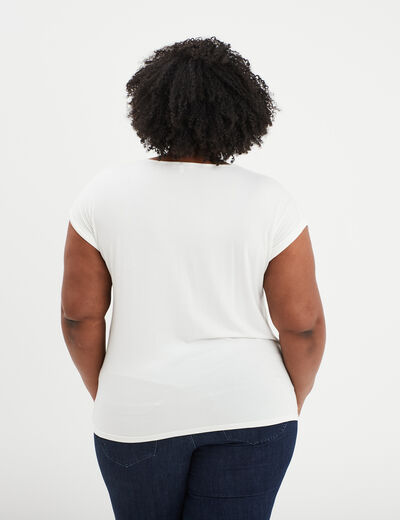 T-shirt dentelle au col Modavista blanc femme grande taille