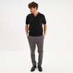 Polo manches courtes textur&eacute; coton noir homme