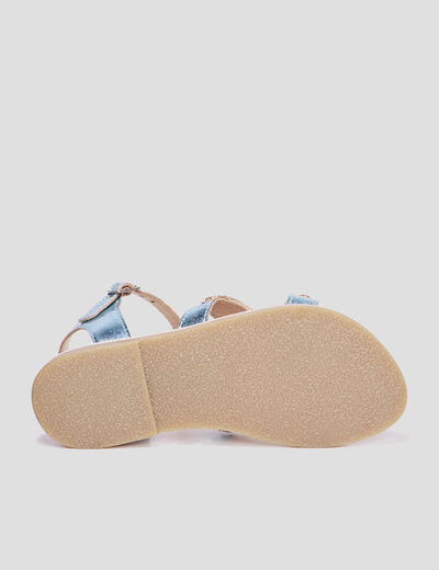 Sandales avec perles en cuir Creeks bleu fille