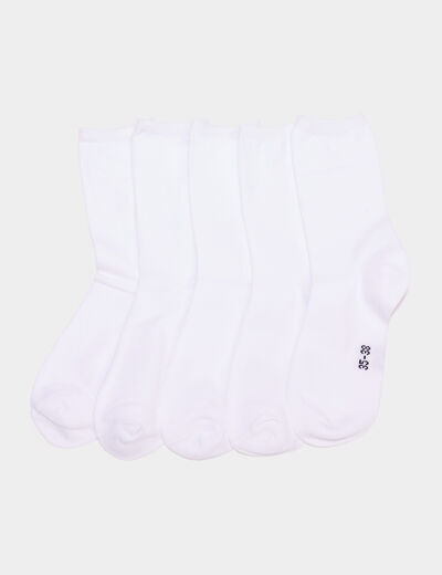 Lot 5 paires chaussettes coton blanc mixte