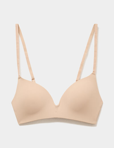 Soutien-gorge triangle bretelles fines beige femme