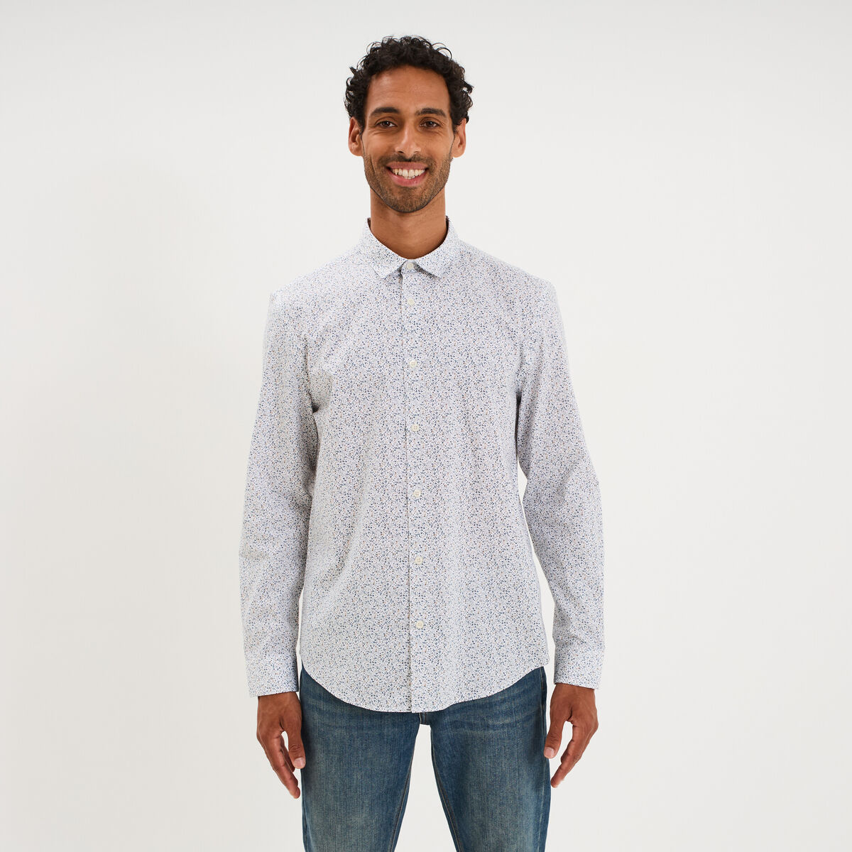 Chemise ajust&eacute;e manches longues multicolore homme