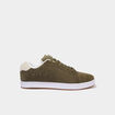 Tennis basses en cuir &agrave; lacets vert kaki homme
