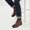 Boots zippées en cuir marron homme