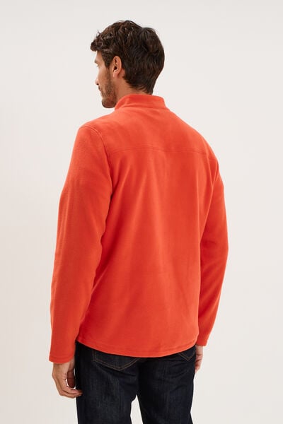 Sweat polaire col camionneur rouge homme