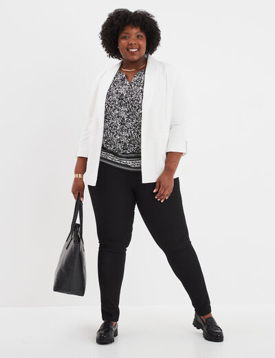 Veste droite manches 3/4 à revers blanc femme grande taille