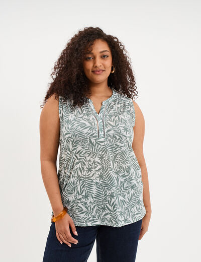 D&eacute;bardeur col tunisien ecru femme grande taille