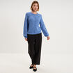 Gilet cardigan col rond boutonn&eacute; bleu ciel femme