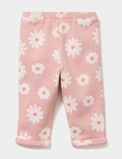 Pantalon de jogging molleton &agrave; noeud rose b&eacute;b&eacute; fille