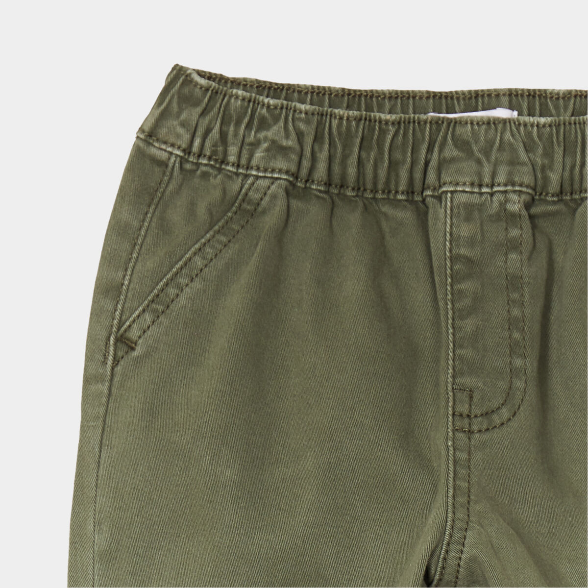 Pantalon jogger bas &eacute;lastiqu&eacute; coton vert kaki b&eacute;b&eacute; gar&ccedil;on