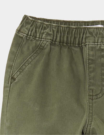 Pantalon jogger bas élastiqué coton vert kaki bébé garçon