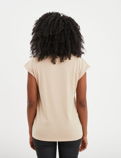 T-shirt manches courtes coton Creeks beige femme