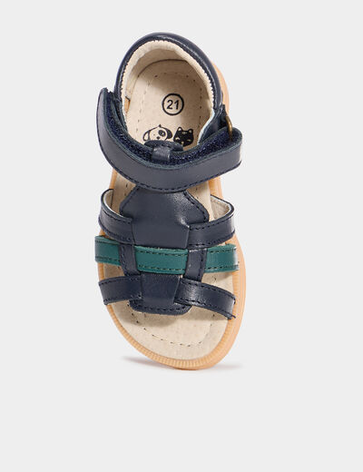 Sandales en cuir bleu marine bébé garçon