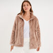 Veste pyjama effet polaire col montant beige femme grande taille