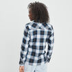 Chemise manches retroussables poches bleu femme