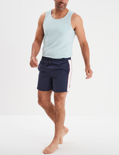Short de bain droit à nouer bleu marine homme