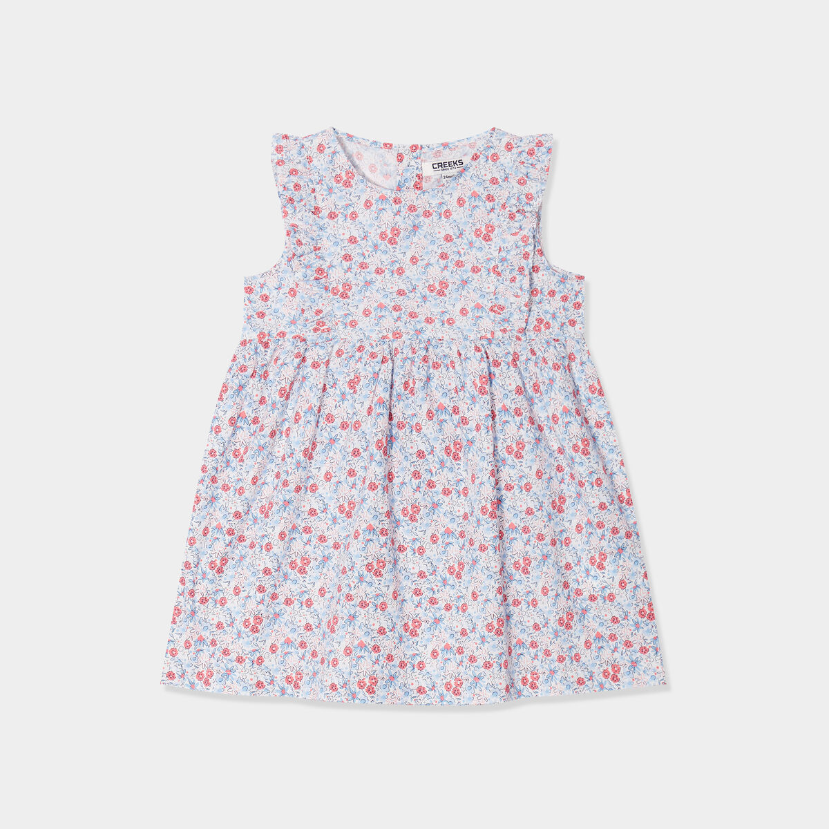 Robe patineuse avec volants coton Creeks bleu bébé fille