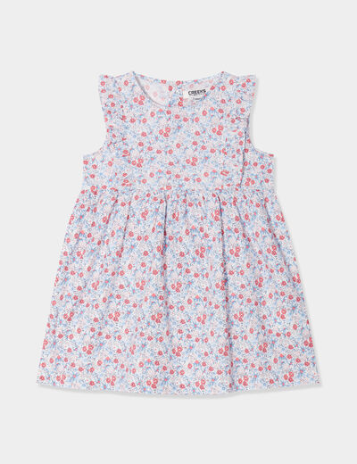 Robe patineuse avec volants coton Creeks bleu bébé fille