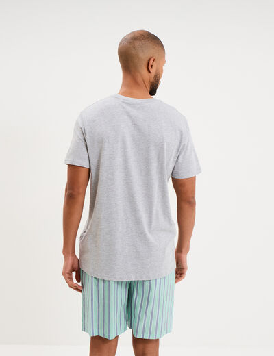 Ensemble pyjama short et t-shirt coton gris clair homme