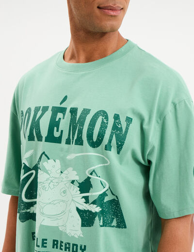 T-shirt &agrave; manches courtes coton Pok&eacute;mon vert homme