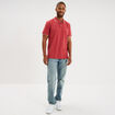Polo piqu&eacute; coton manches courtes rose framboise homme