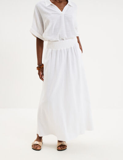 Jupe longue lin majoritaire blanc femme