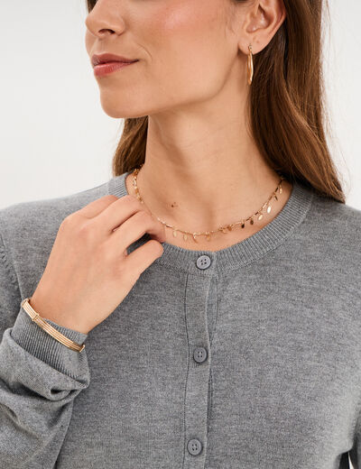 Gilet col rond manches longues gris femme