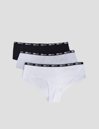 Lot 3 shortys en coton noir femme