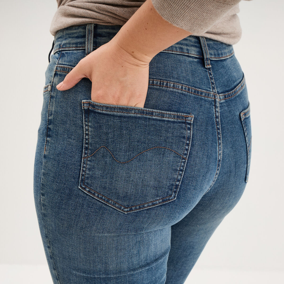 Jeans droit taille haute denim dirty femme grande taille