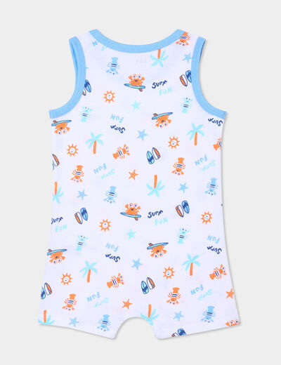 Combishort sans manches en coton blanc bébé garçon