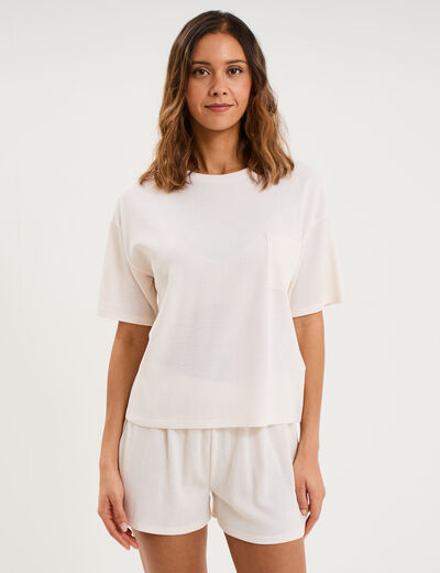 Ensemble pyjama short et t-shirt rose clair femme