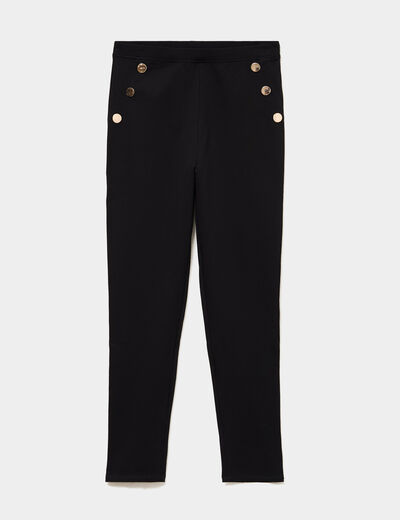 Leggings &agrave; boutons pont noir femme