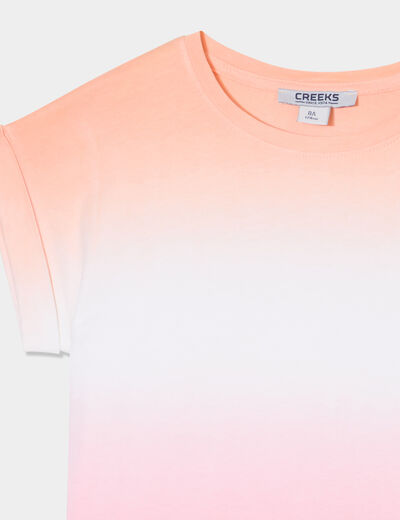 T-shirt col rond manches courtes coton multicolore fille