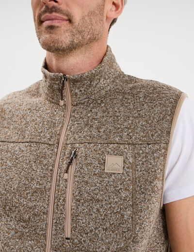 Gilet sans manches col montant marron homme