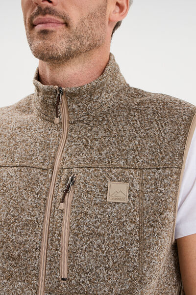 Gilet sans manches col montant marron homme