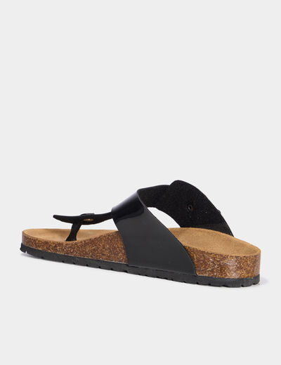 Mules plates entredoigts noir femme