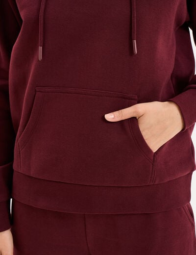 Sweat hoodie 1 poche &agrave; capuche violet fonc&eacute; femme