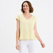 T-shirt dos dentelle brod&eacute;e coton jaune clair femme