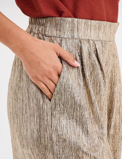 Pantalon fluide large jaune or femme